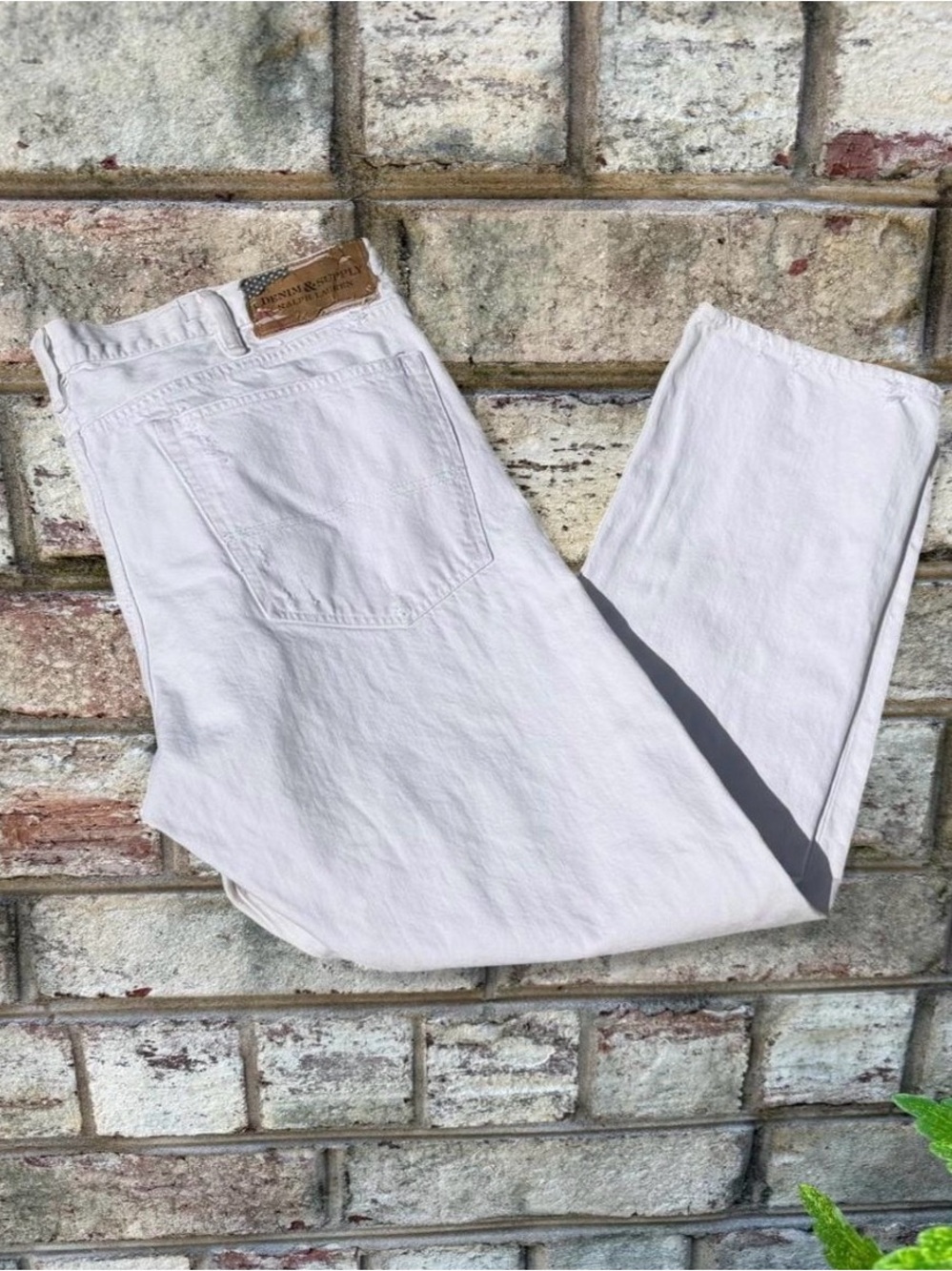 Denim & Supply Ralph Lauren White 5 Pocket Slim Distressed Jeans 40x30